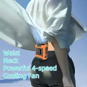 2026 Upgrade Portable Lanyard Turbo Fan,Waist Fan Air Conditioner,Stepless Speed Tech,4 Speeds,10000mah Battery Power Bank, Up To 10 Working Hours,16500rpm Airflow,3 In 1 Hand Fan Rechargeable With Led Light Cooling Fan For Outdoor,Travel,Working,Hike