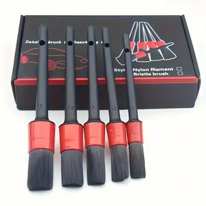 Car Detailing Brush Set, 6pcs Boar Bristle Detailing Brushes, Perfect for Car Interior & Exterior Cleaning, Durable Auto Care Tools, Car Detailing Accessories