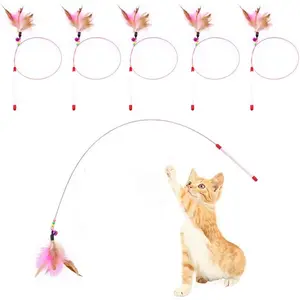 , 5 Pack Interactive Pet Kitten Chaser Teaser Wire Wand with Bell Beads for  Exercise Play Fun Gifts - Wholesale