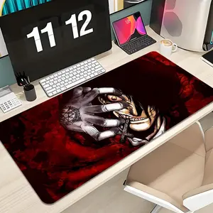 Anime Hellsing Alucard Mouse Pad Design XXL 1000×500mm 900×400mm 800×400mm 600x300mm Large Gaming Mouse Pad - Extended, Thick, Non-Slip Rubber Base Desk Mat with Precision Stitched Edges - Washable Large Desk Pad Anime Mousepad