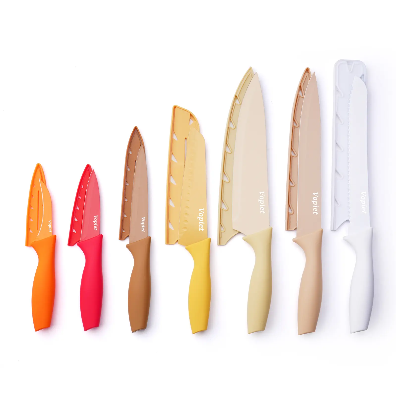 14-piece set of colorful knives