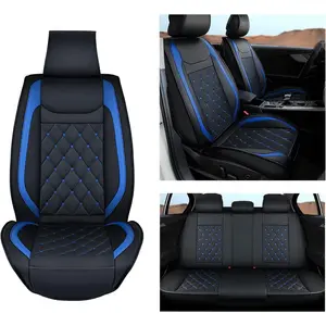 Nilight 5 Car Seat Covers Waterproof Faux Leather Cushions Anti-Slip Universal Fit for 5 Passenger Cars Kia Civic Corolla Hyundai Honda Camry CR-V RAV4 Fusion SUV Truck (Full Set, Black-Blue) cover a car water car water  dealsforyoudays, Car Seat Protecto
