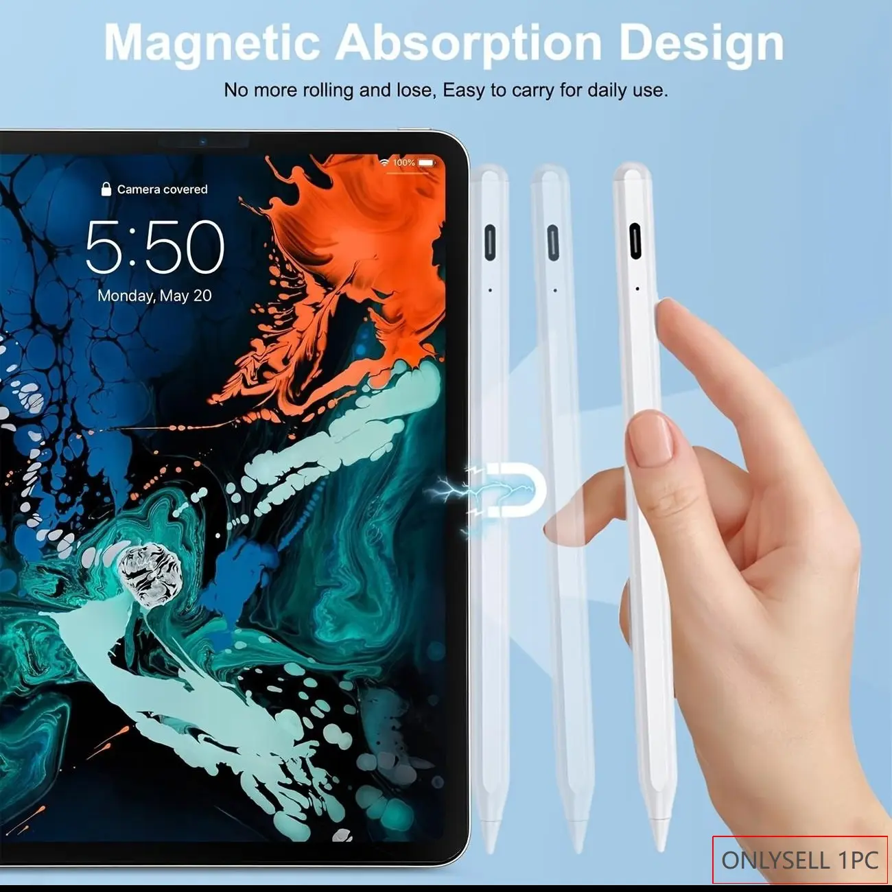 Apple-specific touch pen, Electronic Stylus, Tablet Stylus, touch pen for drawing, writing and playing games, For Apple Pencil Palm Rejection Power Display Ipad Pencil Pen For iPad Accessories 2020 Pro Air Mini USB Rechargeable Stylus