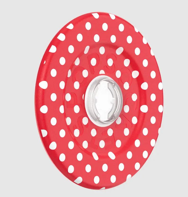 PopSockets Red Polkadot MagSafe Compatible Round Base Magnetic Cell Phone Holder - Integrated Stand, Classic Phone Holders & Mounts, Mobile Electronics Accessory, Accessories