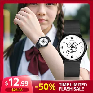 SKMEI&MEOWZART joint student quartz watch simple and fashionable lightweight watch 3ATM waterproof TPU strap comfortable wearing 34MM dial 21g weight