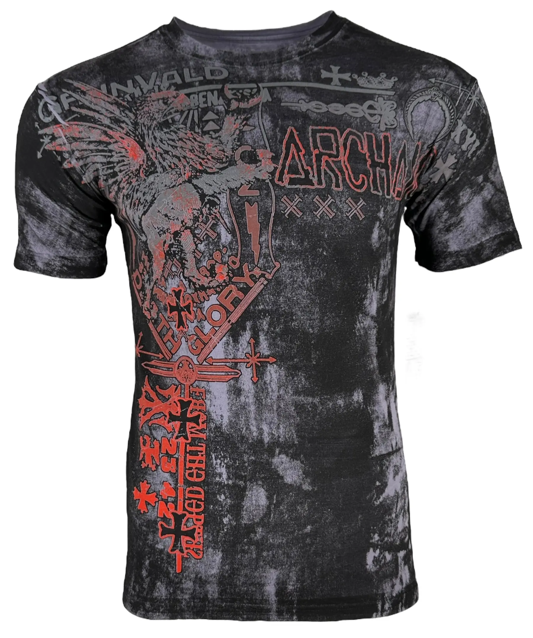 Archaic by Affliction Men's Hearth Tshirt - Short Sleeve, Round Neck, Casual Crew Neck, Graphic Print, 100% Cotton