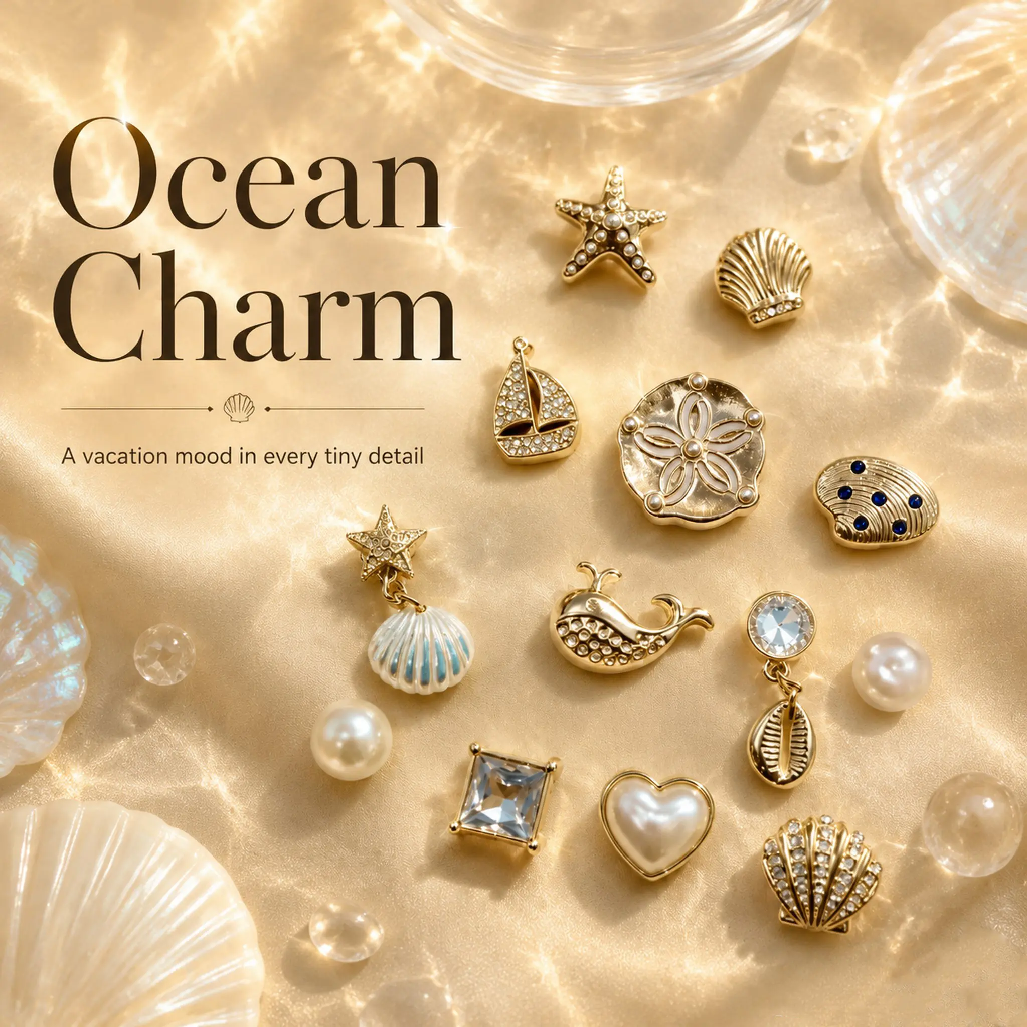 13-Piece Ocean Shoe Charm Set, Summer Beach Plastic Clog Decor with Rhinestones, DIY Embellishments for Women & Girls, Birthday Gift Ideas, Sailboat, Whale