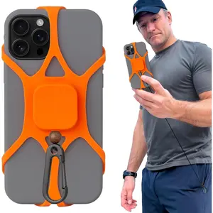 Anti    with Retractable Dyneema Tether, Secure   and Strap for Skiing, Kayak, Travel and Festivals, Fits Smarts up to 6.8 Inches, Annoying Orange