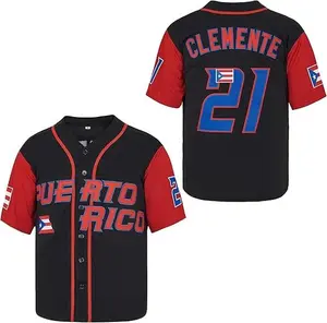 Youth #21 Roberto Clemente Baseball Jersey, Puerto Rico World Game Classic Kid Baseball Shirt Stitched