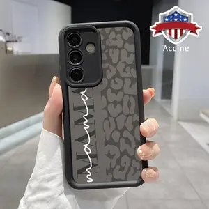 Trendy MAMA Leopard Pattern TPU Phone Case Compatible with Galaxy S23 Ultra S24 Plus S25 S22+ Shockproof Full Camera Protection Durable Slim Silicone Cover Smartphone Casing