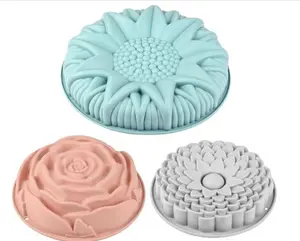 3 Pack Flower Shape Silicone Cake Molds, Large Round Silicone Molds for Baking Cake, Breads, Pies, Tarts, Jello
