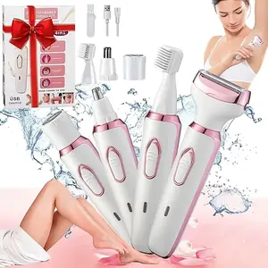 [4-in-1 Electric Hair Remover] Cosoul 4-in-1 Electric Hair Remover - Portable, Painless, USB Rechargeable, Facial, Arms, Legs, Body Hair Removal Tool, Sleek Design, Versatile Stainless Steel Epilator Stainless Steel Epilator