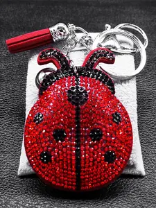 Fashion Rhinestone Lucky Charm Ladybug Design Keychain, Bag Charm for Women & Men, Ladybird Key Chain Accessories Jewelry for Birthday Gift for Daily Use, Bling Bling Keychains, Miraculous Ladybug Charm Keychain
