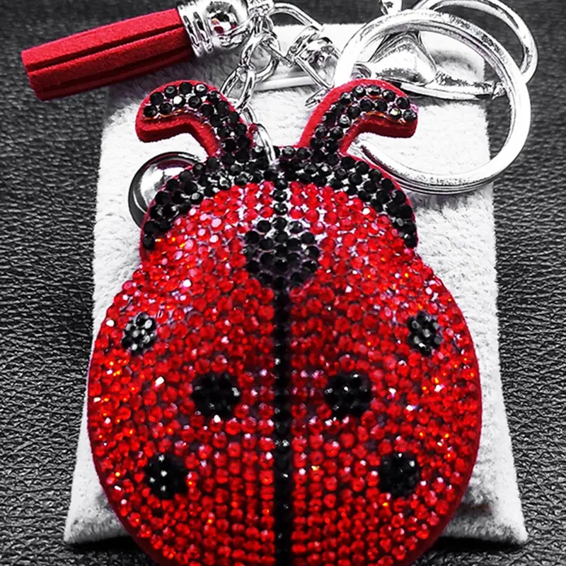 Rhinestone Lucky Charm Ladybug Design Keychain, Bag Charm for Women & Men, Ladybird Key Chain Accessories Jewelry for Birthday Gift, Daily Use, Cute Accessory, Keyrings