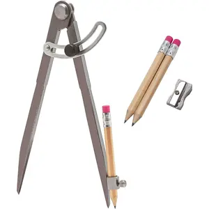 8 Inch Precision Locking Wing Divider/Woodworking Compass with Pencil Holder INCLUDES Two Pencils  Pencil Sharpener Ideal for Drawing, Drafting, Carpentry