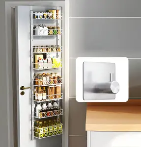 8 Tier Pantry Organizer with Cloth Hook (white) - Metal Hanging Kitchen Spice Rack, Can Organizer - Maximize Your Pantry Door Storage Space, Neat and Efficient Pantry Organization Solution