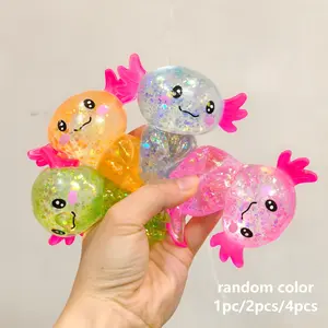 Colorful Salamander Maltose Fidgets Toys, Squishy Malt Sugar Stretchy Axolotl, Fun Squeeze Birthday Supplies, Anti-Anxiety Gift