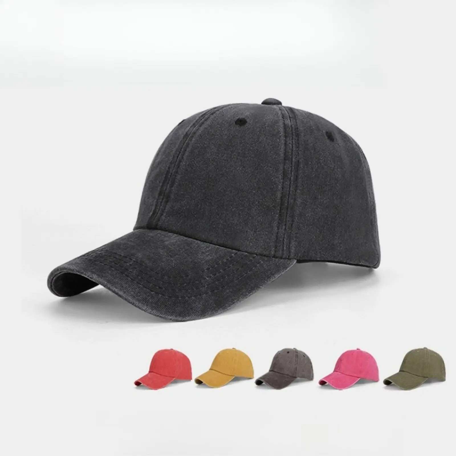 Unisex Retro Washed Cotton Dad Hat - Versatile Japanese Casual Soft-Top Beisbol Cap for Outdoor Baseball Sports