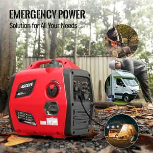 4500W/3200W Portable Gas-Powered Inverter Generator, Manual Start, Super Quiet, Lightweight, CO Sensor, RV-Ready, EPA Compliant, High-Performance Alternative for Home Backup & Outdoor Camping