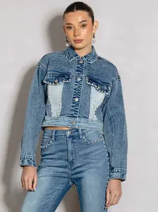 [XJK051] Pearl Heart Back Trucker Jacket