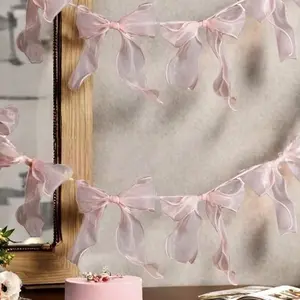 12 Bow Ribbon Garlands Banner, Birthday Decorations, First Birthday, Baby Shower, Wedding Party, Single Party Supplies, Theme Party Decoration