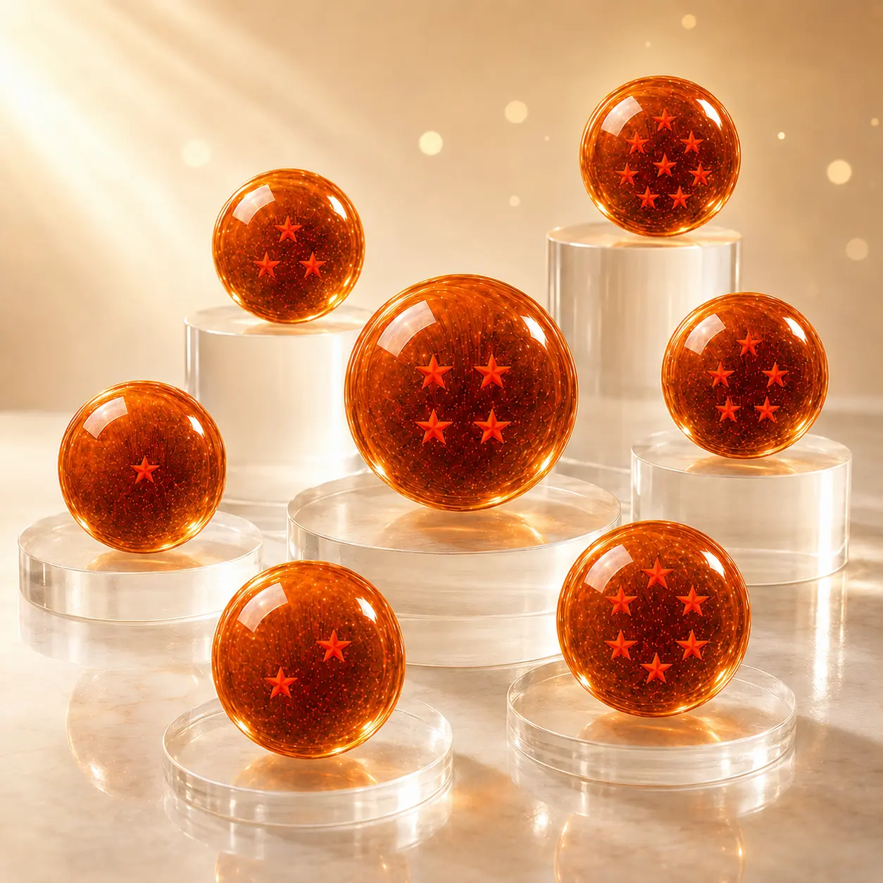 DBZ  7-Piece Crystal Sphere Collectible Set, 4.3cm Decorative Display Balls, Luxury Gift Box, Home & Office Decor for Gaming Room and Bedroom