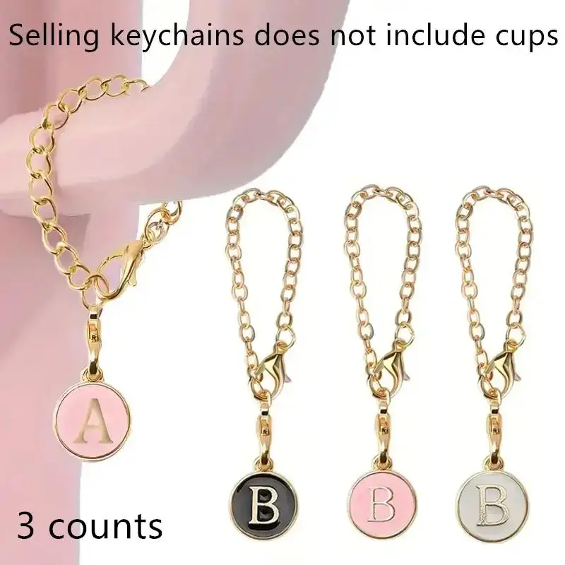 Letter Design Chain Charm, 3pcs/set Creative Decorative Charm for Tumbler, Water Bottle Chain Pendant Accessories, Fall Decor [Pink+White+Black]