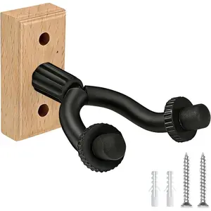 Guitar Wall Mount, Black Walnut  Guitar Hanger, U-Shaped Guitar Wall Hanger Mount, Guitar Holder Hook Stand Wall for Acoustic, Electric Guitar, Banjo (  Color-1 Pack)