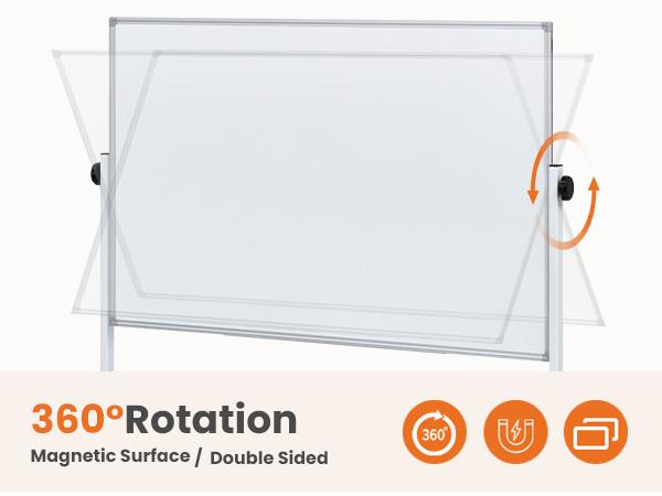 Rolling Whiteboard Double Sided , Magnetic White Board Dry Erase 46"x32" on Wheels, Dry Erase Board with Stand for School, Office and Home, Silver Aluminium Frame Rolling Whiteboard Double Sided , Magnetic White Board Dry Erase 46"x32" on Wheels, Dry Erase Board with Stand for School, Office and Home, Silver Aluminium Frame