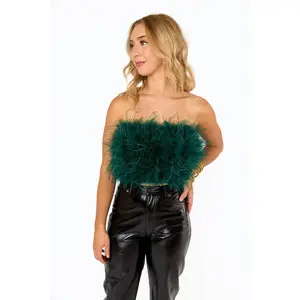 Fancy Emerald Green Strapless Feather Top