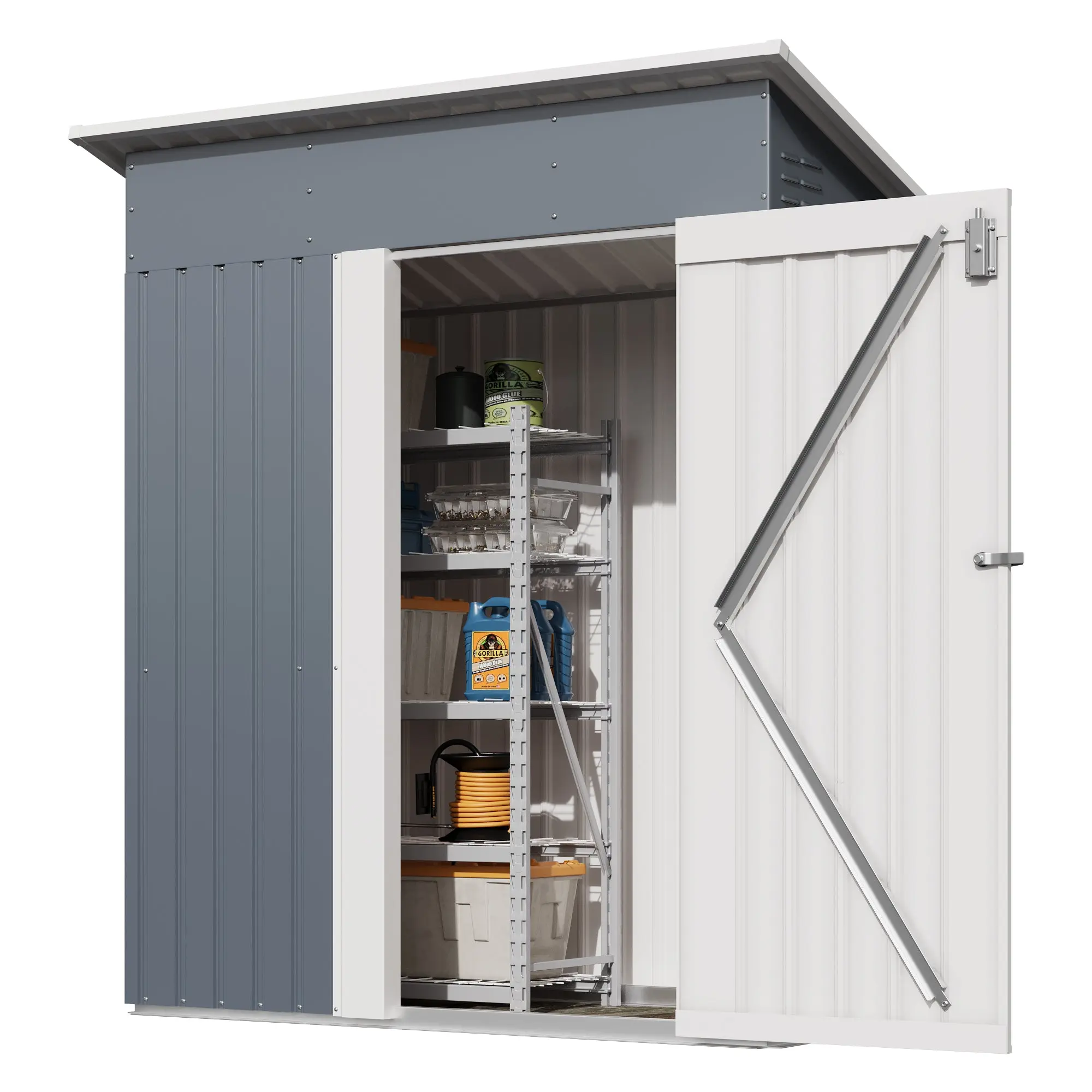 [FLASH SALE] Garvee 5x3 FT Weather-Resistant Outdoor Metal Storage Outdoor Storage Unit – Lockable Doors, Vents & Spacious Backyard Organizer – Garden Tool, Lawn Equipment, Bike & Pool Supplies – Gray Color