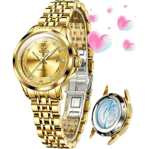 OLEVS Womens Automatic Watch Diamond Luxury Date Ladies Dress Classic Self Winding Wrist Watches Luminous Waterproof
