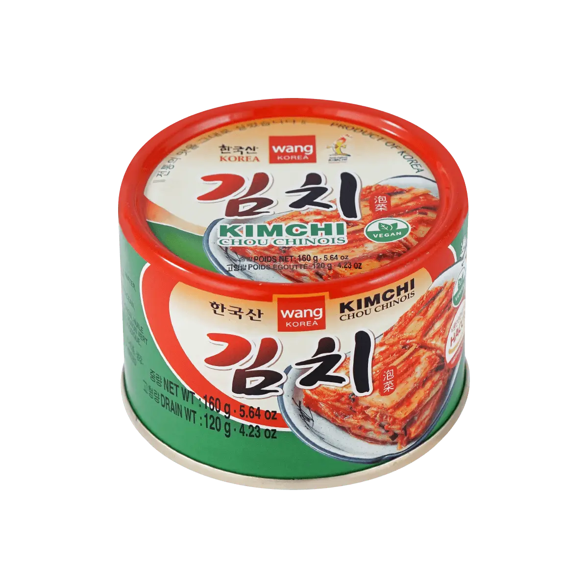 WANG FOOD Korean Kimchi Instant Pickled Cabbage Jar 160g - Authentic Spicy Fermented Napa Cabbage Snack