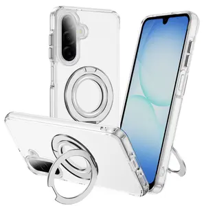Magnetic Ring Stand Case for SAMSUNG A17 5G 360° Rotatable Invisible Ring Stand Fit for MagSafe Shock Absorption Bumper Soft Flexible TPU Anti-Drop Anti-Fingerprint 360° Shockproof Screen & Camera Protective Transparent Back Cover