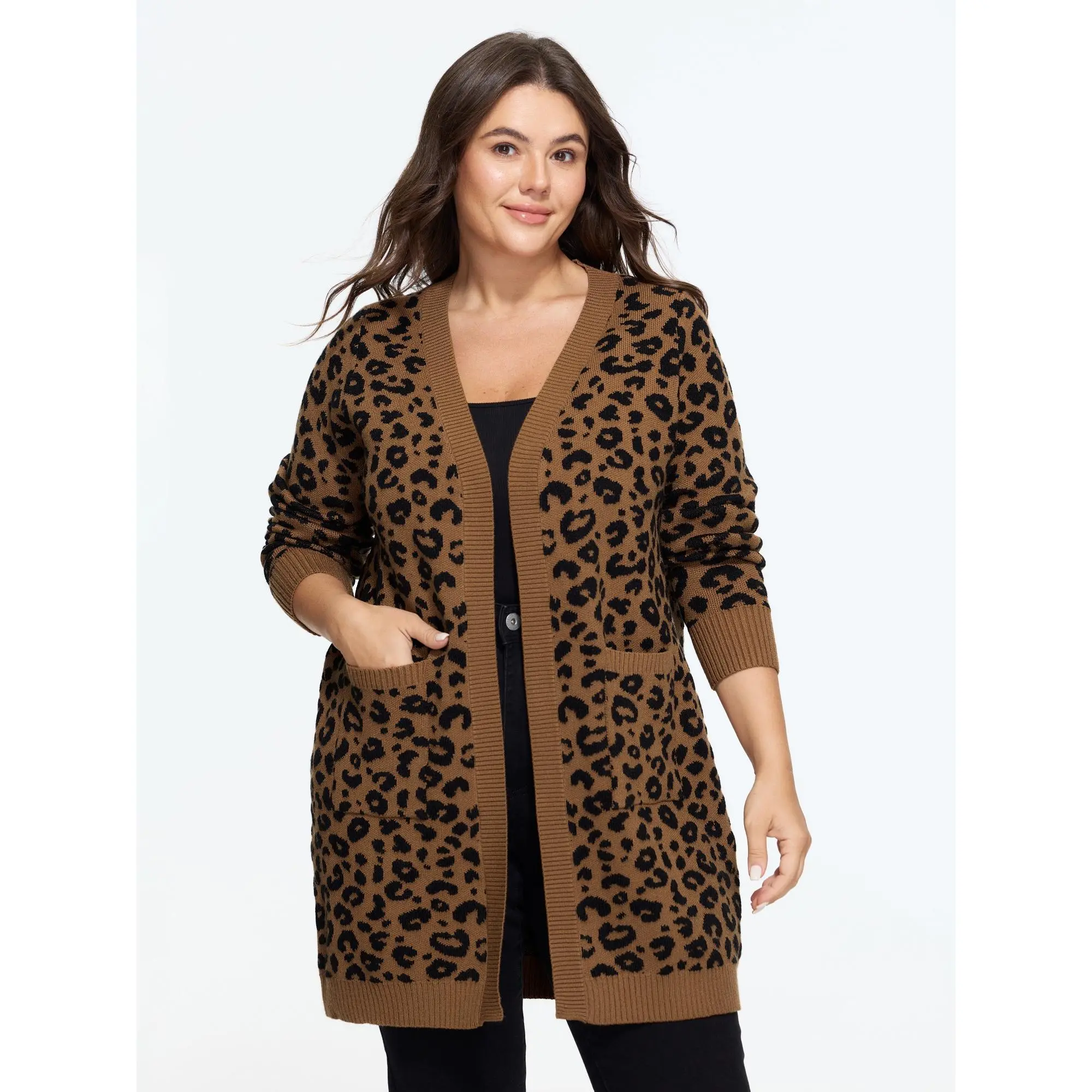 BloomChic Plus sizeSupersoft Leopard Print Pocket Cardigan[M-6X]Back To School,Fall Pick, Spotlight Day，SohoChic