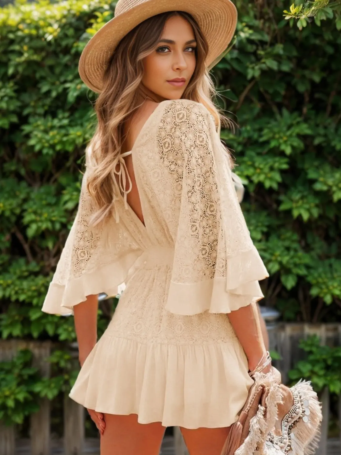 chinese dress ladies PREORDER: Hope Ruffle Hem Lace Mini Dress – Willow Boutique