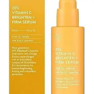 Allies of Skin 20% Vitamin C Brighten + Firm Serum: 20% Ethylated L-Ascorbic Acid + Orange Extract Complex with Glutathione. Firms & Intensely Brightens. For Smooth, Elastic Skin 1 oz / 30 ml