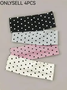 4 Pcs Polka Dot Headbands for Women, Casual Wide Design, Comfortable Non-Slip, Ideal for Thick Hair, Daily Commute, Travel, Stylish Accessory, Polka Dot Headband Set