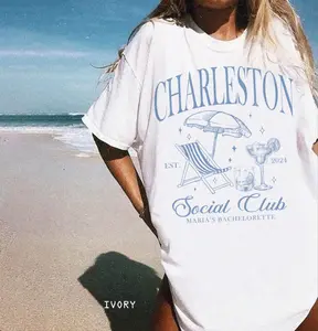 Beach Bachelorette T-Shirts, Charleston Girls Trip Shirt, Last Toast On The Coast T-Shirts, Tropical Bach Merch, Classy Bachelorette Gift Casual Comfort