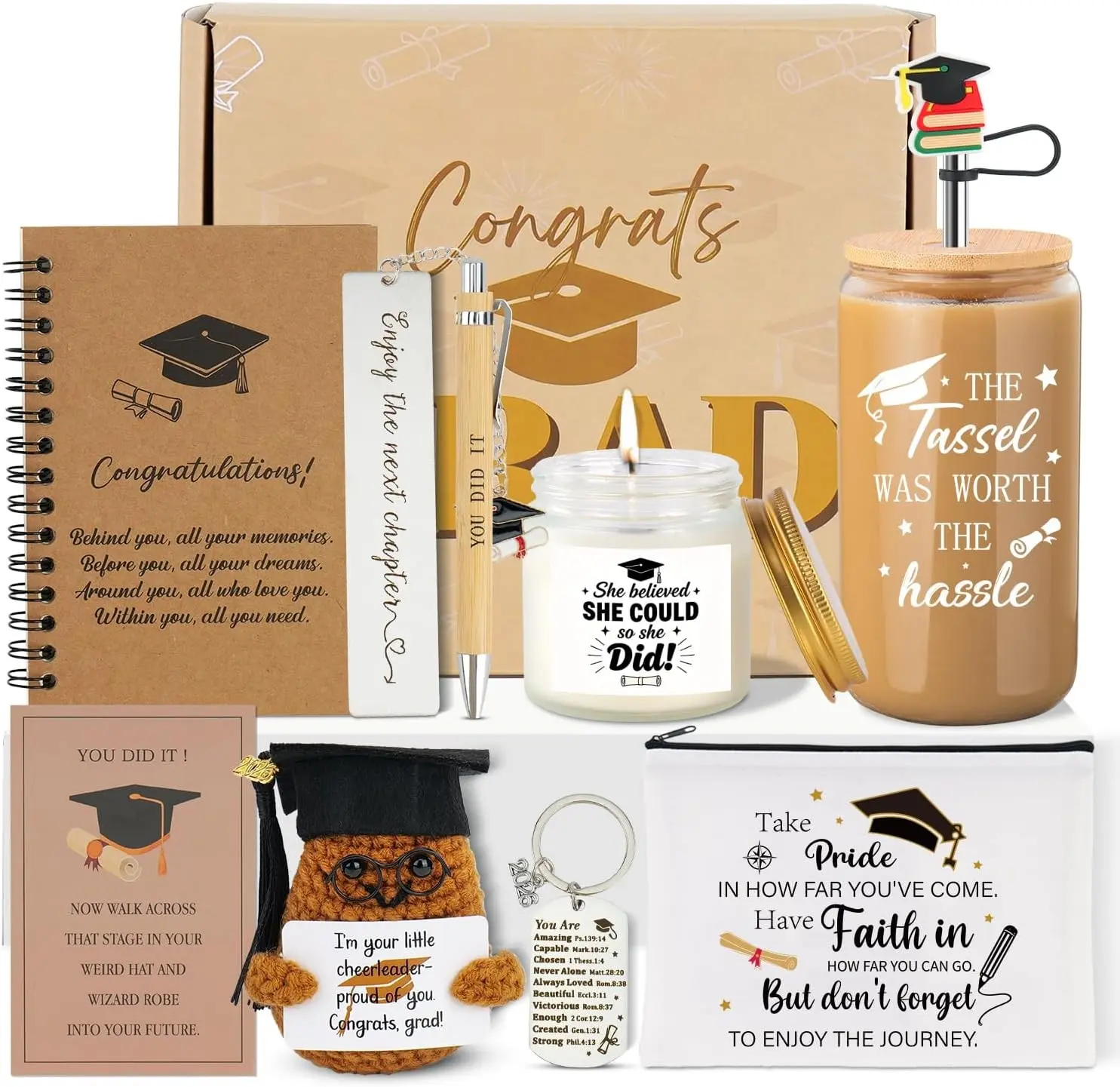 2026 Graduation Gifts for Hers, 12Pcs Graduation Gift Basket Grad Gift Box for Masters College Women Girl Daughter Sister Friend Nurse Granddaughter