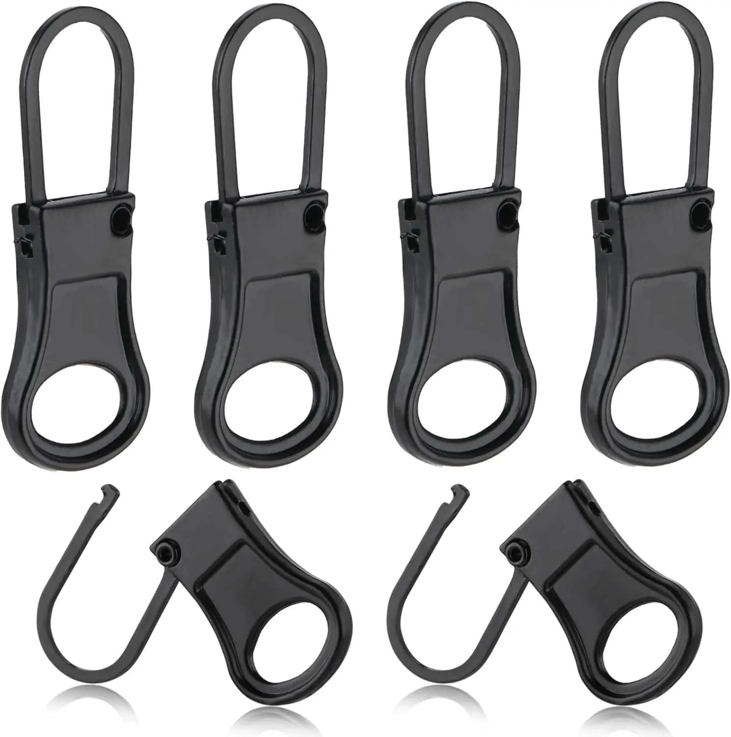 6 count Zipper Pull Replacement Detachable Zipper Pull Tab Metal Zipper Pull Cord Extender Zipper Pull Repair Kit for Backpack Luggage Suitcase Purse Jackets Jeans Coat