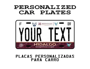Custom Car Plate Hidalgo - Decorative Aluminum Plate with High-Gloss Finish, Standard 6"x12"