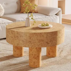 Tribesigns 31.5-Inch Round Coffee Table With Burl Texture & Sturdy Legs For Living Rooms & Small Spaces