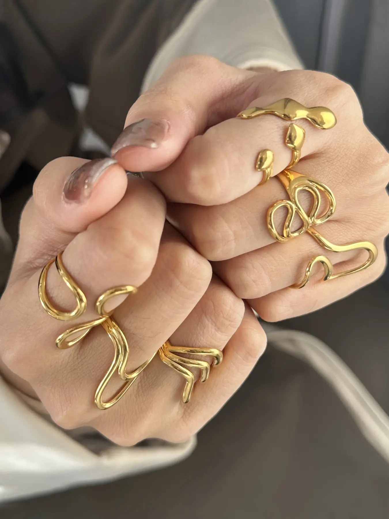 Adjustable Stainless Steel Ring, Waterproof Allergy-Free Jewelry, Vintage Floral Design, Casual Style, Unisex Accessory, Stacking Rings