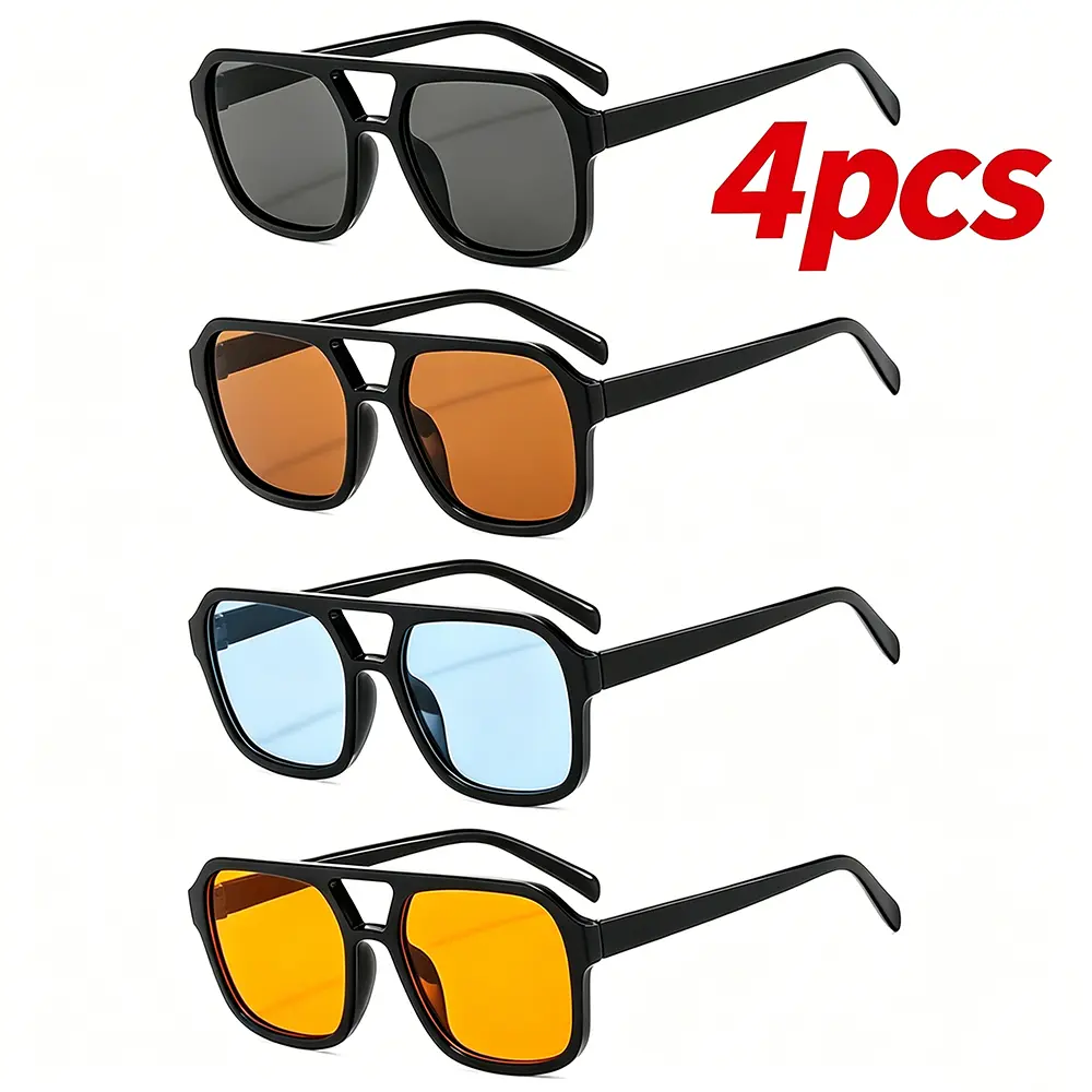 Unisex Tinted Aviator Sunglasses (4/5 Pieces) - UV Blocking, Oversized, Bold Baddie Casual Men's & Women's Sunglasses, Fashion Accessory for Outdoor & Everyday Use, Men's Sunglasses, Oversized Glasses