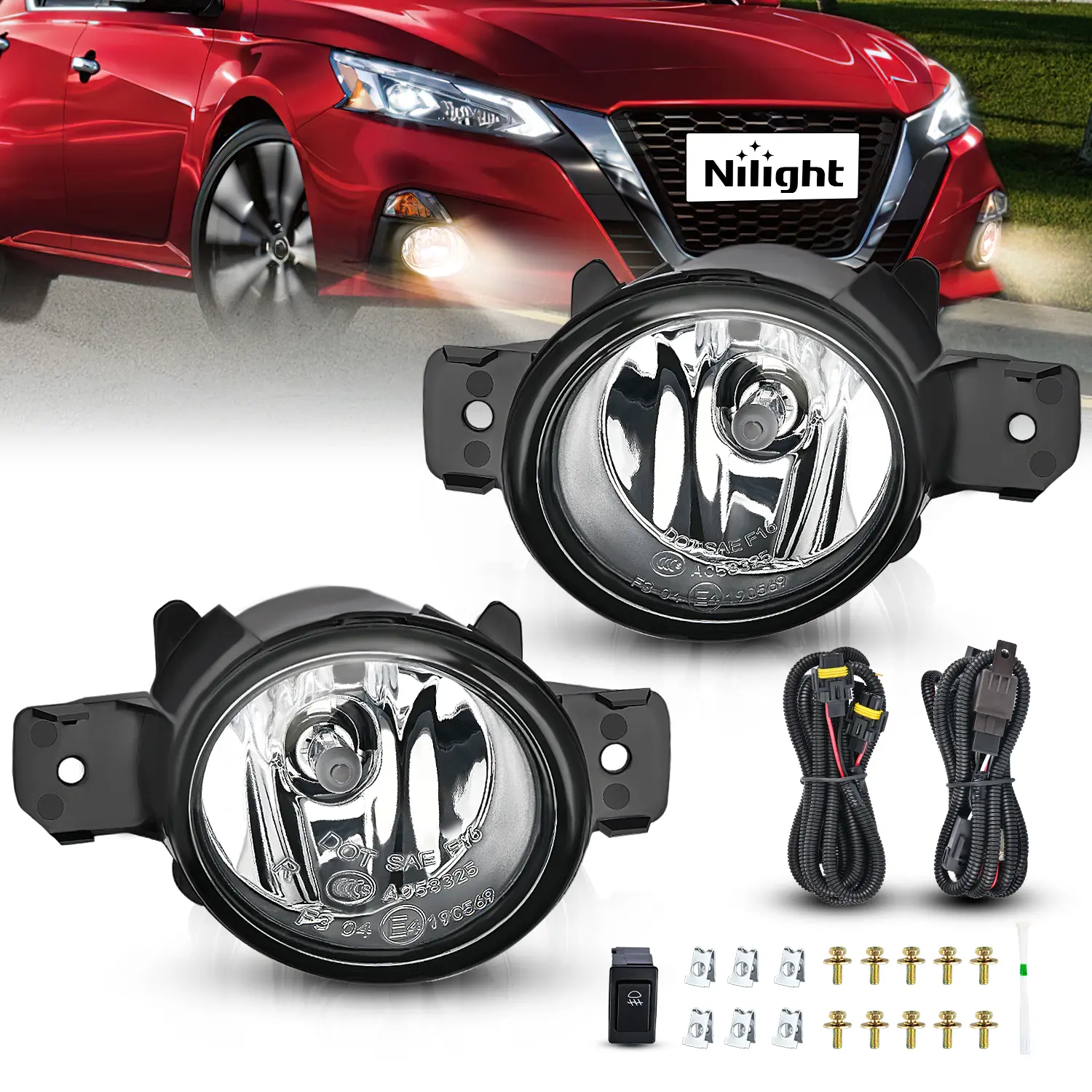 Nilight LED Fog Lamps Pair Set - Weatherproof Car Accessories with H11 Bulbs for 2007-2019 Nissan Altima, Versa Note, Maxima, Pathfinder, 2008-2013 Altima Coupe & Infiniti QX60, M35, M45, G37, JX35 for Night Driving Visibility Boost