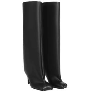 Women's Knee High Boots Square Toe Kitten Heel Stiletto Heeled Boots For Woman Wide Calf Long Boots Heeled Slouchy Formal Shoes Winter Boots