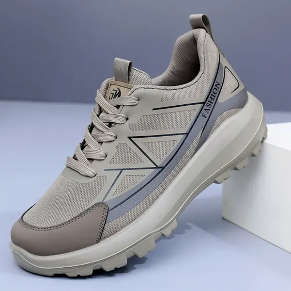 Deep lug textured outsole athletic shoes offer reliable anti-slip grip on wet mud, pavement and flat trails for rainy weekend outdoor activities