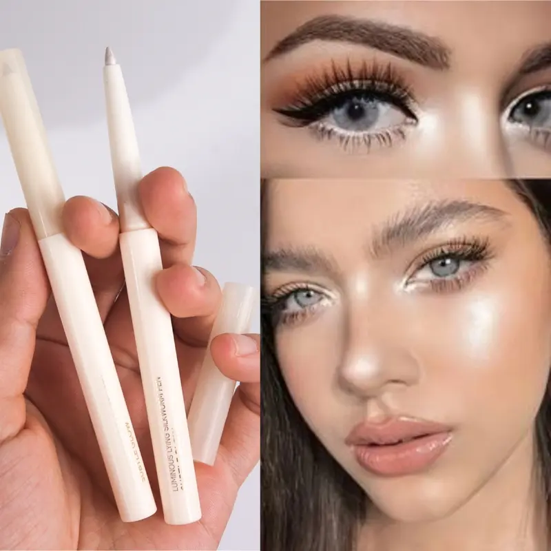 1PC Long-Lasting Waterproof & Highlighting Eyeshadow Stick - Matte and Shimmer Finish, Smooth Glittery White Eyeliner Pencil for Everyday & Special Occasions, Easy Application, No Smudge, Cosmetic Product, Sleek Design, Highquality Finish For Eyelids
