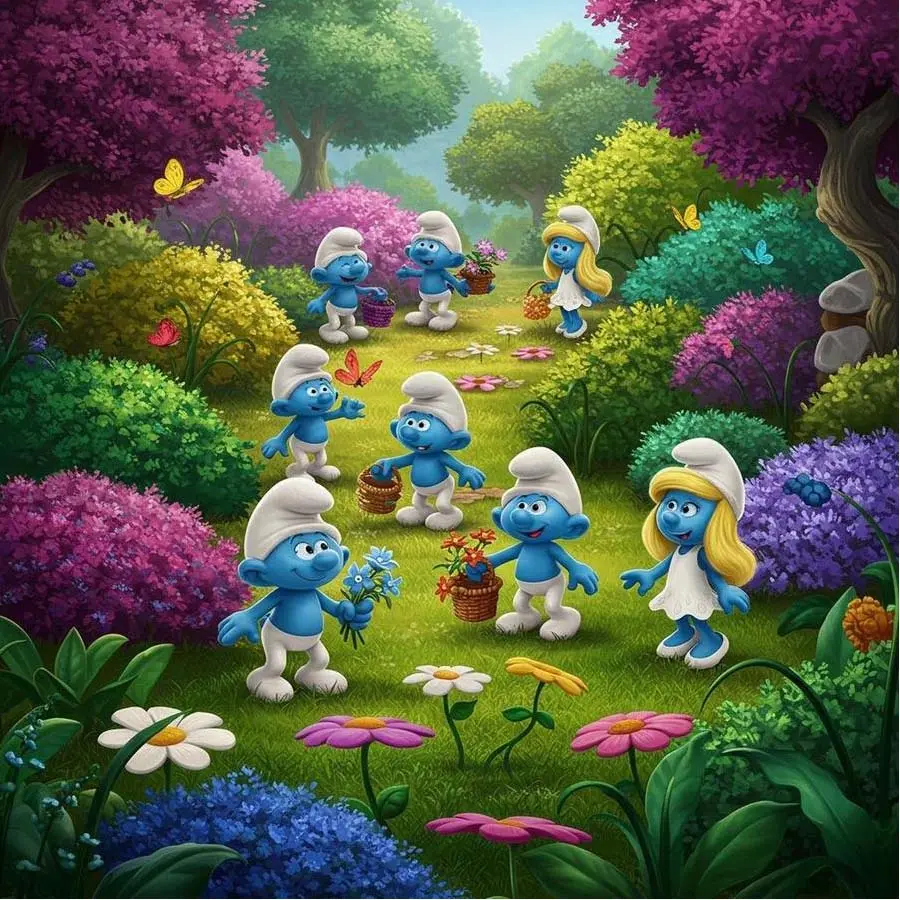 5D DIY Full Drill Round Diamond Painting - Diamond Art Painting Kit Smurfs, Garden, Butterfly Mosaic, Canvas - DIY Decorative Painting, Home Wall Decor, Suitable for Halloween and Christmas, Birthday and Anniversary Gifts, Handicraft DIY Kits